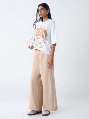 Nuon Off-White Stud-Detailed Cotton T-Shirt