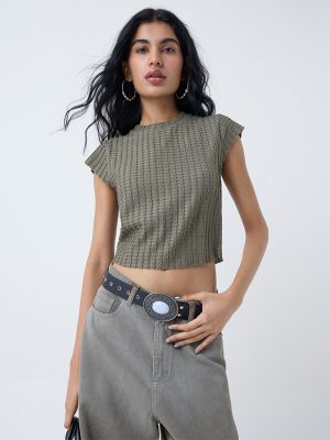 Nuon Light Olive Textured Top