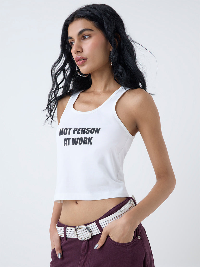 Nuon White Text Printed Top - Image 2
