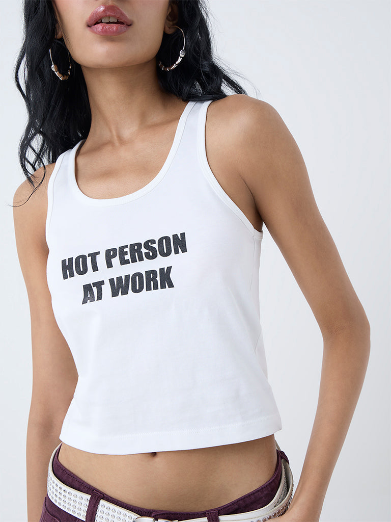 Nuon White Text Printed Top - Image 3