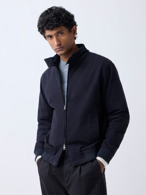 WES Casuals Navy Relaxed-Fit Cotton Jacket