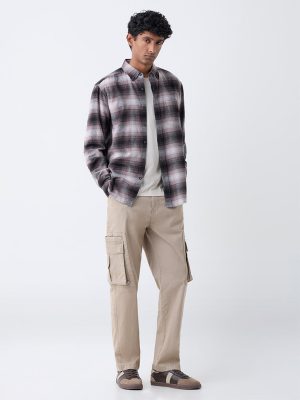 WES Casuals Multicolour Check Relaxed-Fit Cotton Shirt