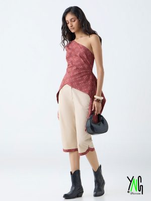 Bombay Paisley Beige Cotton Capris