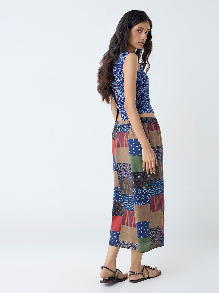 Bombay Paisley Multicolour Patchwork Design Cotton Skirt - Image 4