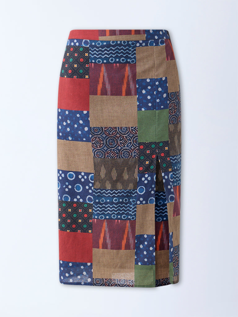 Bombay Paisley Multicolour Patchwork Design Cotton Skirt - Image 5