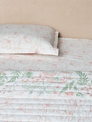 Westside Home Pink Floral Reversible Quilted Queen Bed Comforter