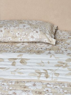 Westside Home Taupe Leaf Design Reversible Quilted Queen Bed Comforter