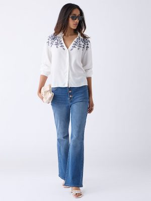 LOV White Embroidered Blouse
