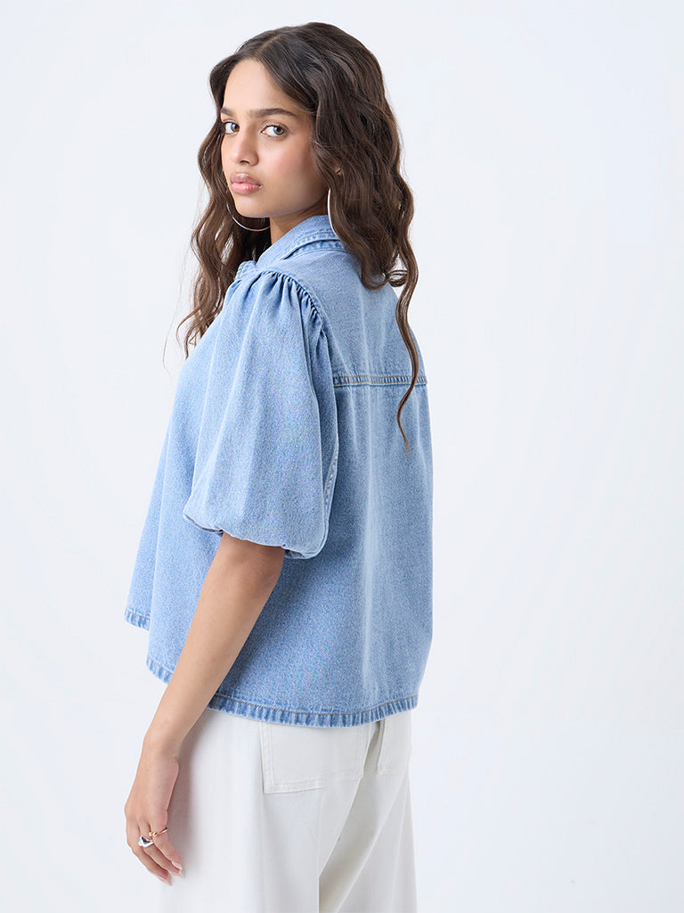 LOV Light Blue Denim Shirt - Image 4