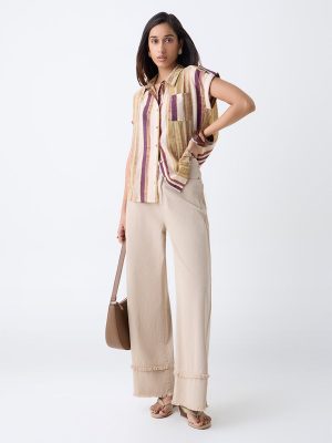 LOV Beige Wide-Leg High-Rise Jeans