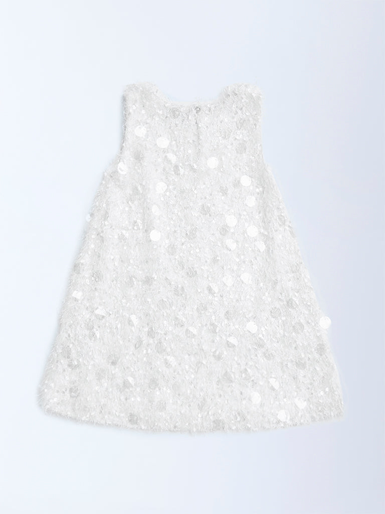 HOP Kids White Embellished Party Dress - Image 2