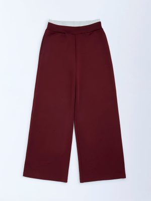 Y&F Kids Wine Solid High-Rise Pants