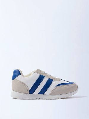 Yellow Blue Colour-Blocked Lace-Up Sneakers