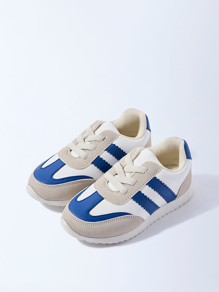 Yellow Blue Colour-Blocked Lace-Up Sneakers - Image 2