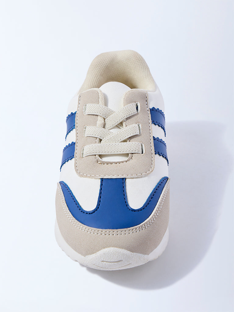 Yellow Blue Colour-Blocked Lace-Up Sneakers - Image 3