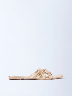 LUNA BLU Gold Criss-Cross Detailed Slides