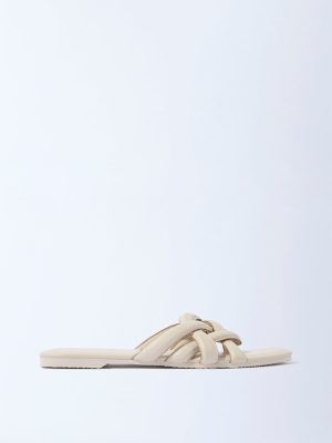 LUNA BLU Ivory Criss-Cross Detailed Slides