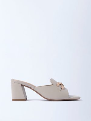 LUNA BLU Ivory Hardware-Detailed Heel Sandals