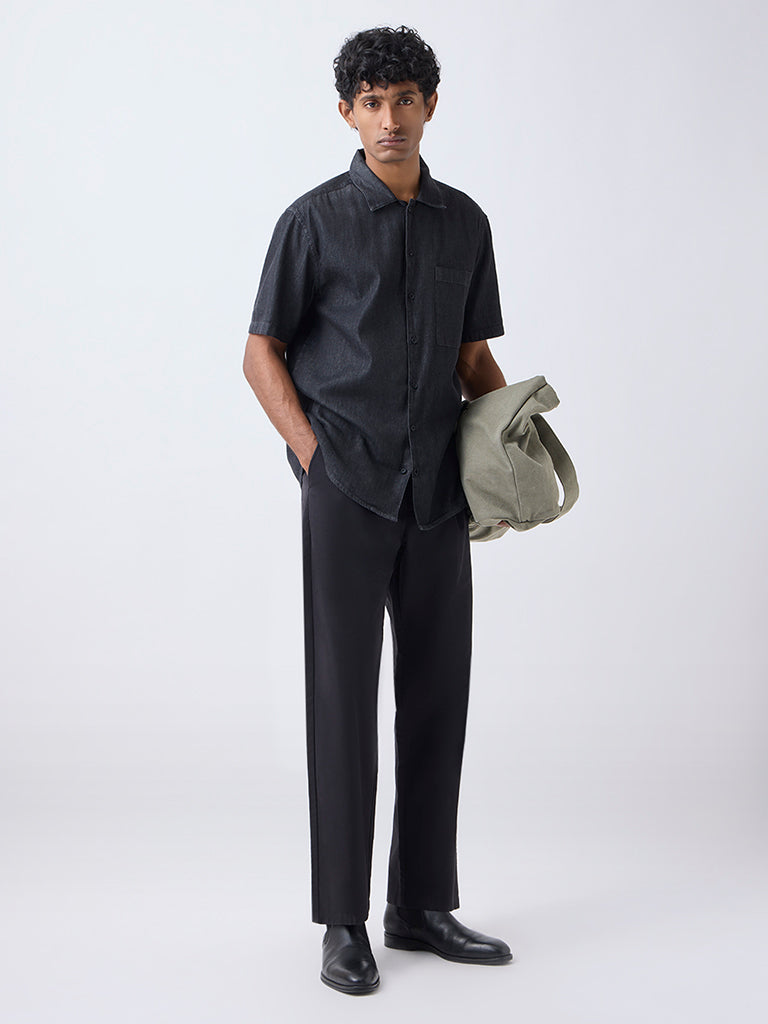 WES Casuals Charcoal Relaxed-Fit Denim Shirt - Image 3