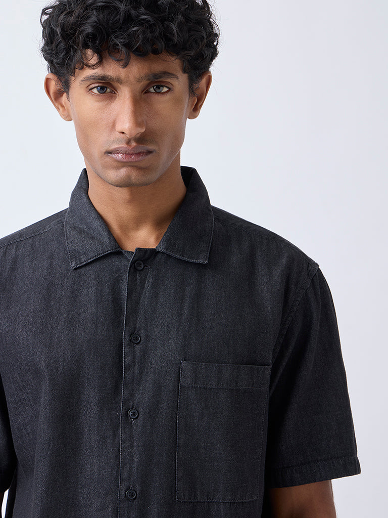 WES Casuals Charcoal Relaxed-Fit Denim Shirt - Image 4