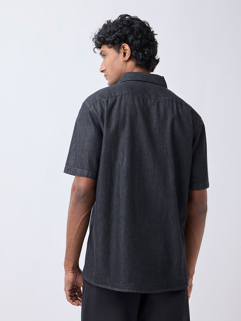 WES Casuals Charcoal Relaxed-Fit Denim Shirt - Image 5