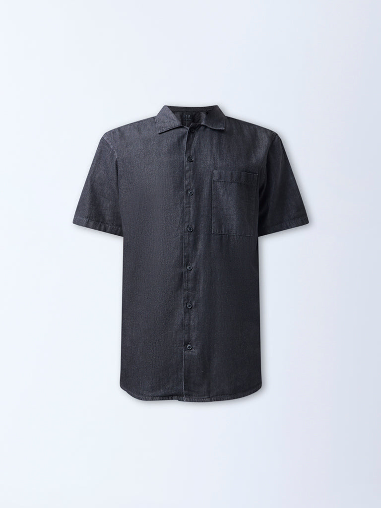 WES Casuals Charcoal Relaxed-Fit Denim Shirt - Image 6