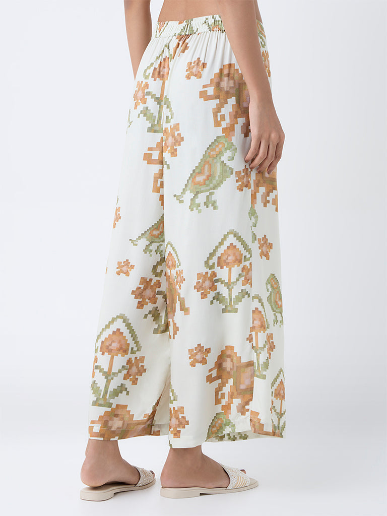 Utsa Off-White Printed Pants - Image 4