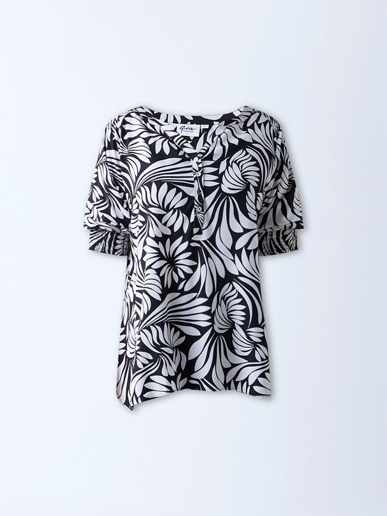 Gia Black Printed Blouse - Image 5