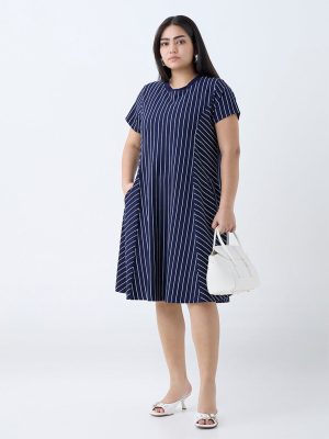 Gia Navy Stripe Shift Dress