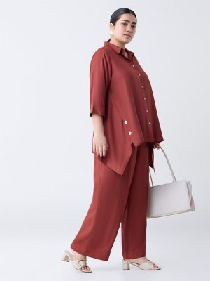 Gia Rust Solid High-Rise Pants