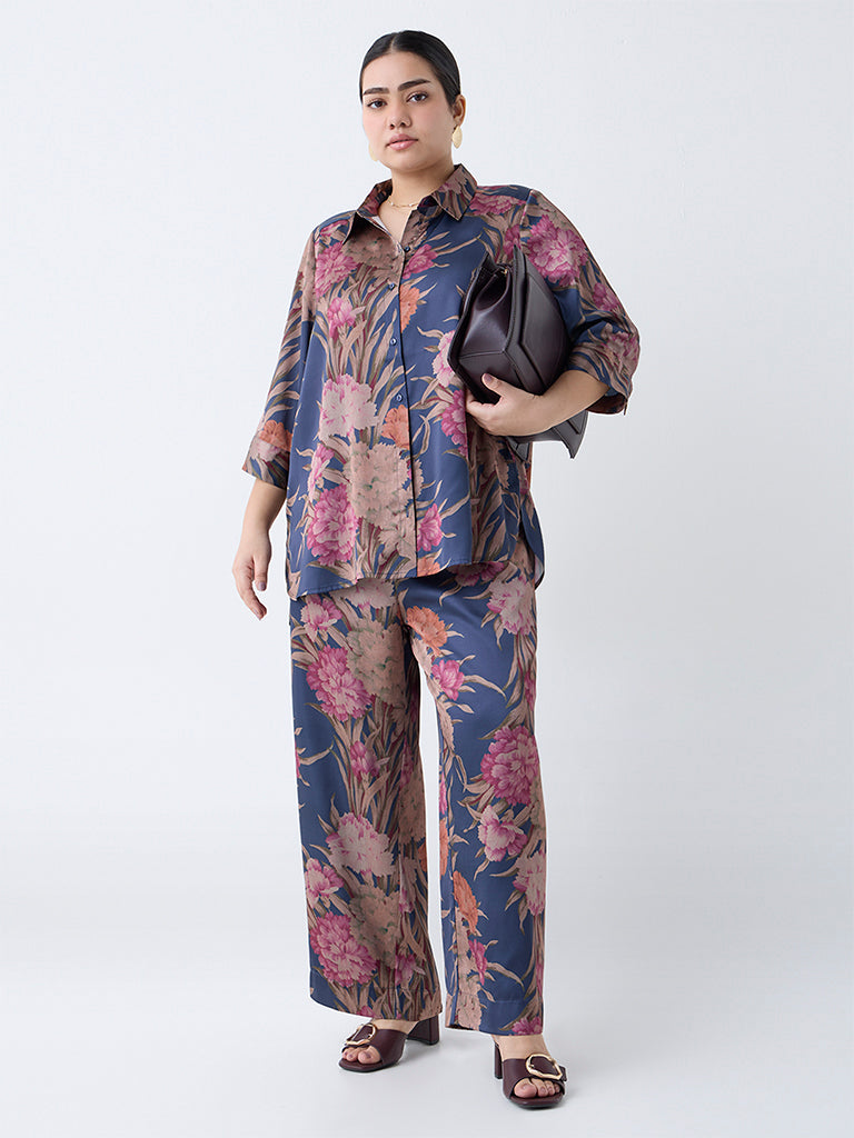 Gia Multicolour Botanical Design High-Rise Pants - Image 2