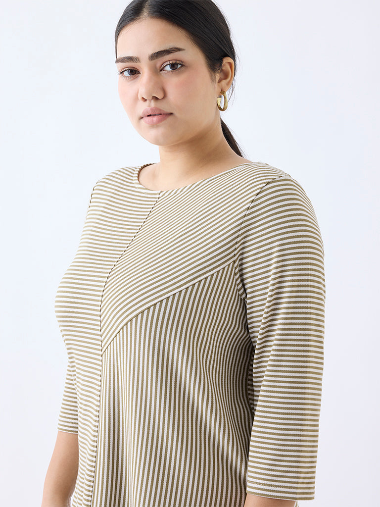 Gia Beige Stripe Patterned T-Shirt - Image 3
