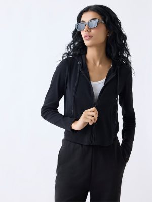 Studiofit Black Ribbed-Textured Jacket