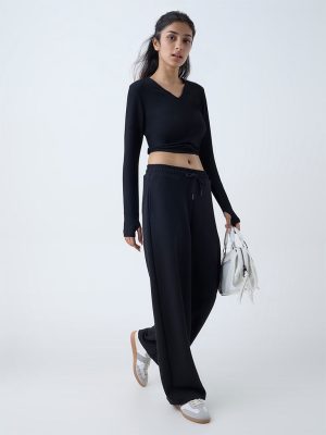 Studiofit Black Ribbed T-Shirt