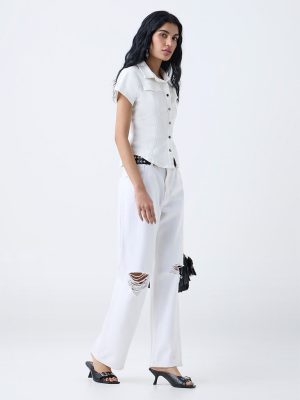 Nuon Off-White Denim Shirt