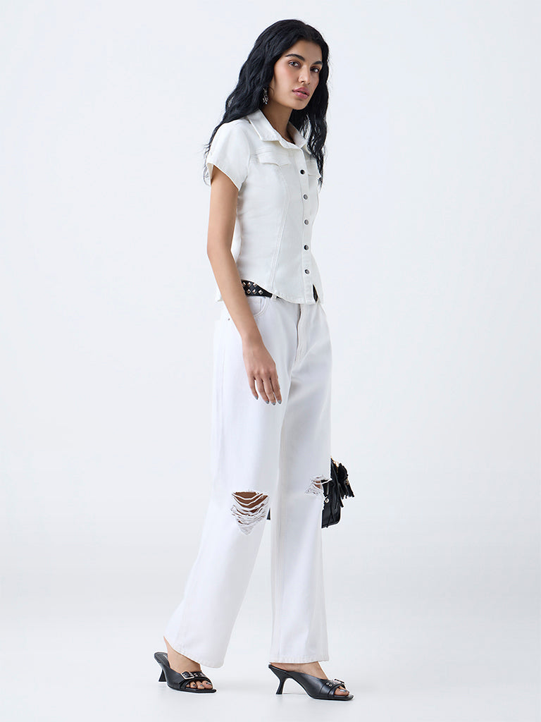 Nuon Off-White Denim Shirt