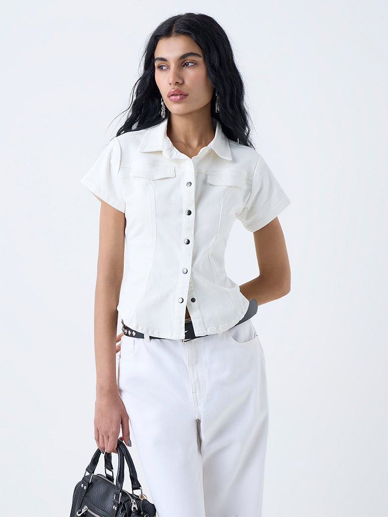 Nuon Off-White Denim Shirt - Image 2