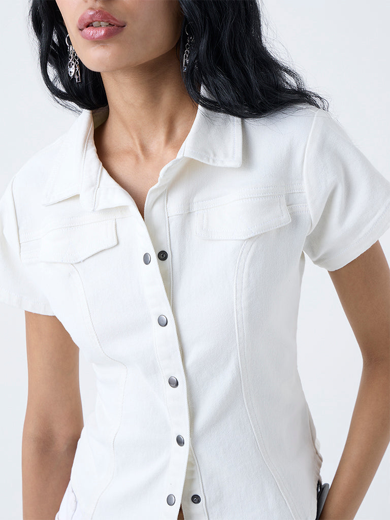 Nuon Off-White Denim Shirt - Image 3