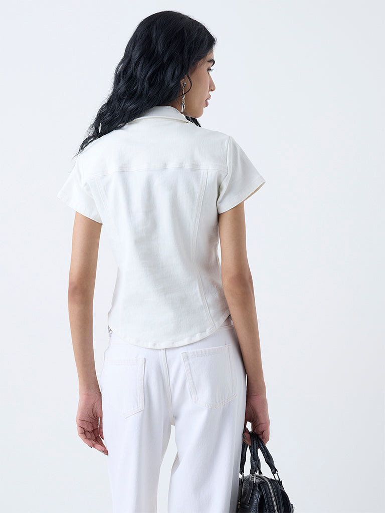 Nuon Off-White Denim Shirt - Image 4