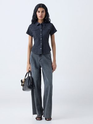 Nuon Dark Grey Denim Shirt