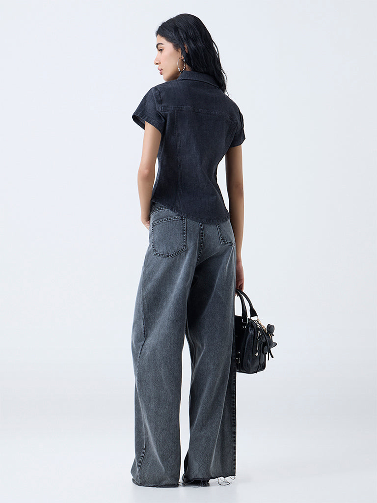 Nuon Dark Grey Denim Shirt - Image 4