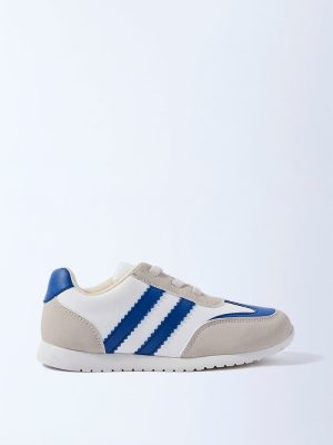 Yellow Blue Colour-Blocked Lace-Up Sneakers