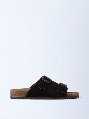 SOLEPLAY Brown Suede Buckle-Detail Leather Sandals