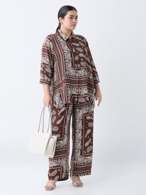 Gia Brown Paisley Design Shirt