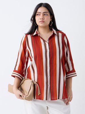 Gia Rust Striped Cotton Shirt