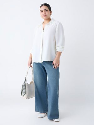 Gia Off-White Self-Textured Shirt