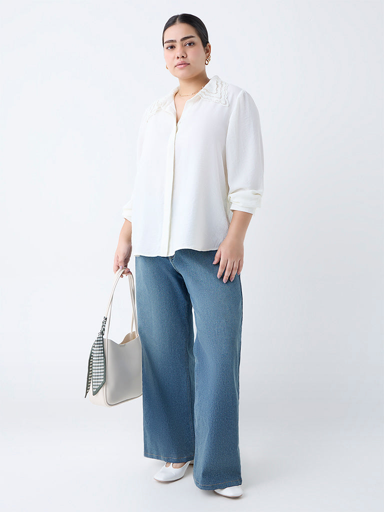 Gia Off-White Self-Textured Shirt