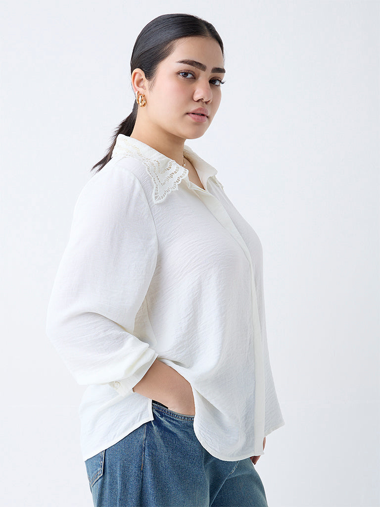 Gia Off-White Self-Textured Shirt - Image 2