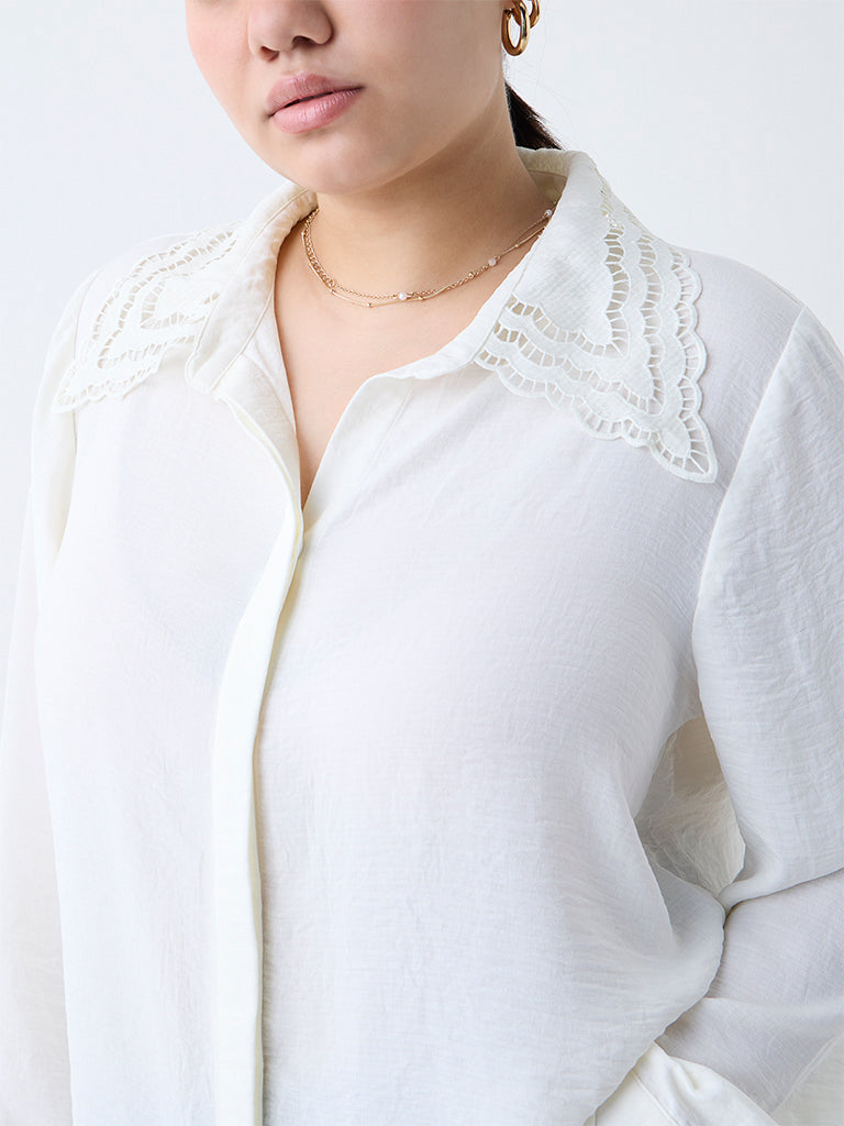 Gia Off-White Self-Textured Shirt - Image 3