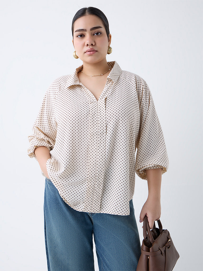 Gia Off-White Polka Dotted Blouse